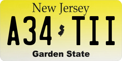 NJ license plate A34TII
