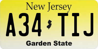 NJ license plate A34TIJ
