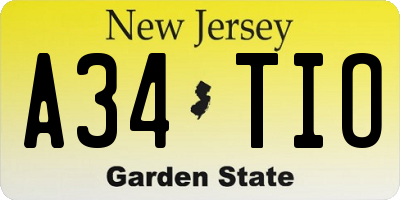 NJ license plate A34TIO