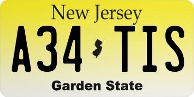 NJ license plate A34TIS