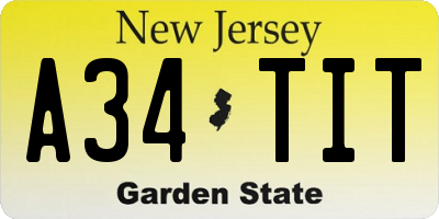 NJ license plate A34TIT