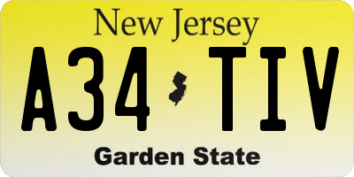 NJ license plate A34TIV
