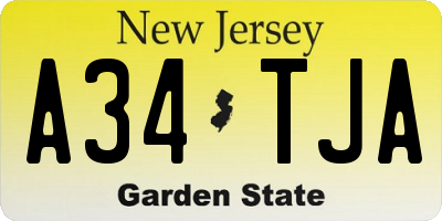 NJ license plate A34TJA
