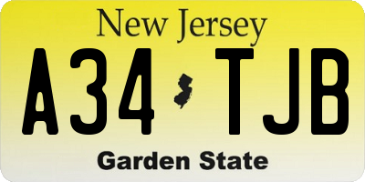 NJ license plate A34TJB