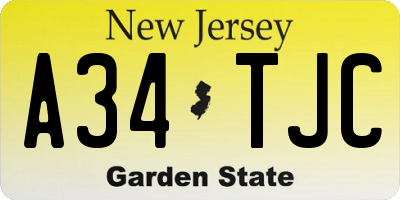 NJ license plate A34TJC