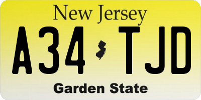 NJ license plate A34TJD