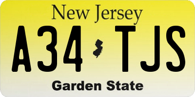 NJ license plate A34TJS