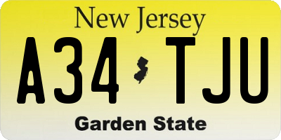 NJ license plate A34TJU