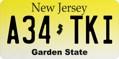 NJ license plate A34TKI