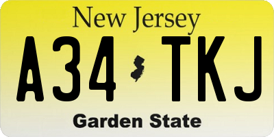 NJ license plate A34TKJ