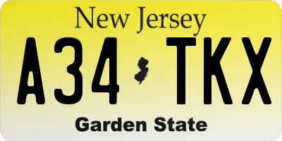 NJ license plate A34TKX