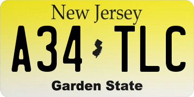 NJ license plate A34TLC