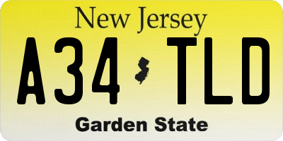 NJ license plate A34TLD