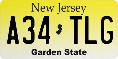 NJ license plate A34TLG