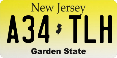NJ license plate A34TLH