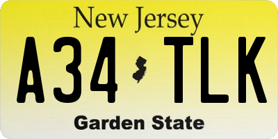 NJ license plate A34TLK
