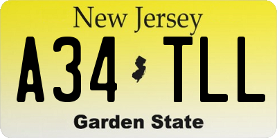 NJ license plate A34TLL