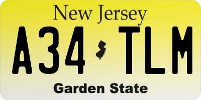 NJ license plate A34TLM