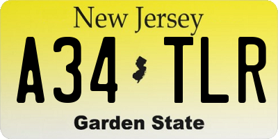 NJ license plate A34TLR