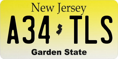 NJ license plate A34TLS