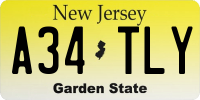 NJ license plate A34TLY