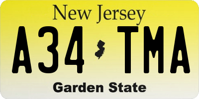 NJ license plate A34TMA