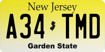NJ license plate A34TMD