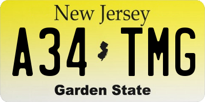 NJ license plate A34TMG