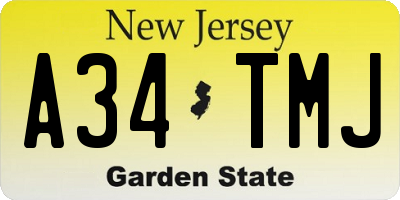 NJ license plate A34TMJ
