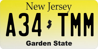 NJ license plate A34TMM