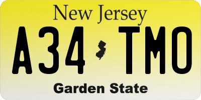 NJ license plate A34TMO