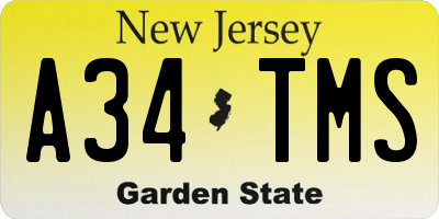 NJ license plate A34TMS