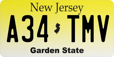 NJ license plate A34TMV