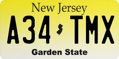 NJ license plate A34TMX