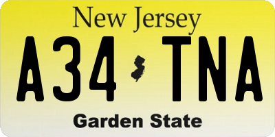 NJ license plate A34TNA