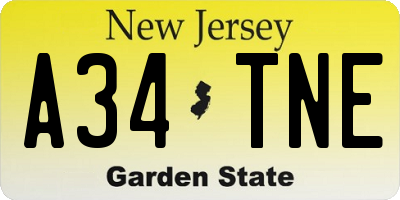 NJ license plate A34TNE