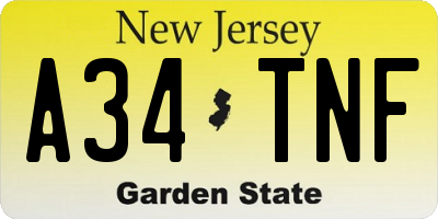 NJ license plate A34TNF