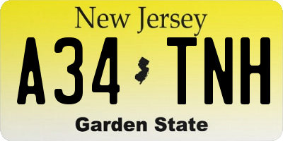 NJ license plate A34TNH