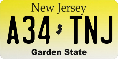 NJ license plate A34TNJ
