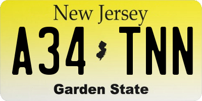 NJ license plate A34TNN