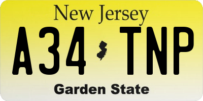 NJ license plate A34TNP