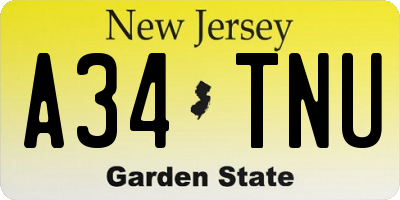 NJ license plate A34TNU