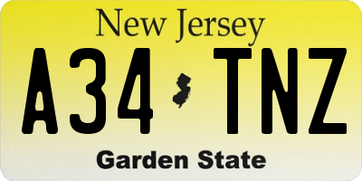 NJ license plate A34TNZ