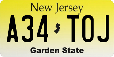 NJ license plate A34TOJ