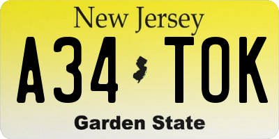 NJ license plate A34TOK