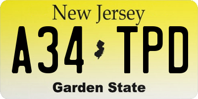 NJ license plate A34TPD