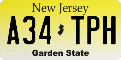 NJ license plate A34TPH