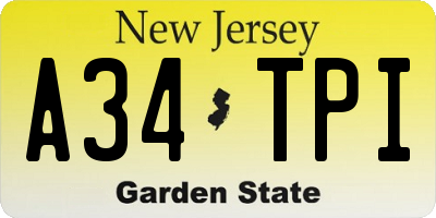 NJ license plate A34TPI