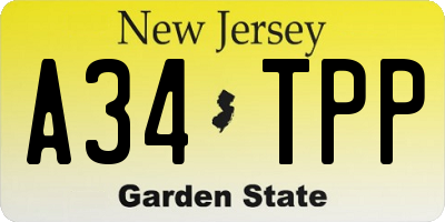 NJ license plate A34TPP