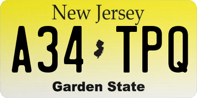 NJ license plate A34TPQ